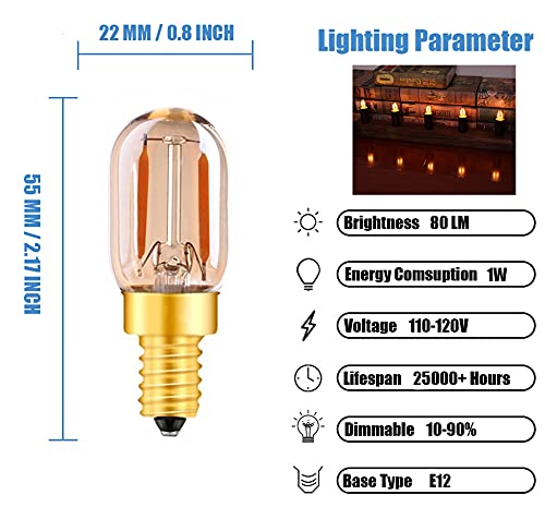 Amazon | 6個入 T22 1W LED フィラメント電球 E12口金 2200K暖色